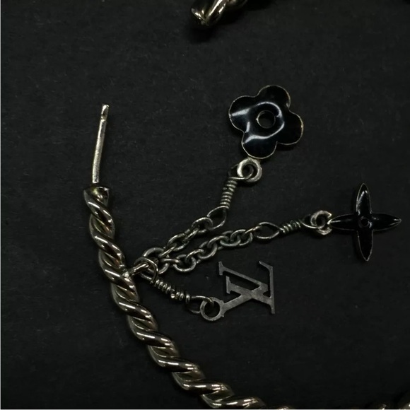 Louis Vuitton Creole Sweet Monogram Silver Tone Pierced Earring - Picture 7 of 8